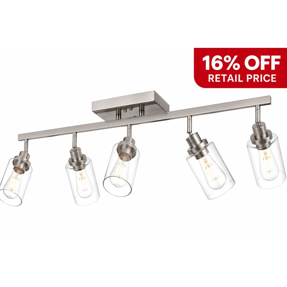 Brand New MELUCEE 5-Light Brushed Nickel Track Lighting Fixture – 37 Inch
